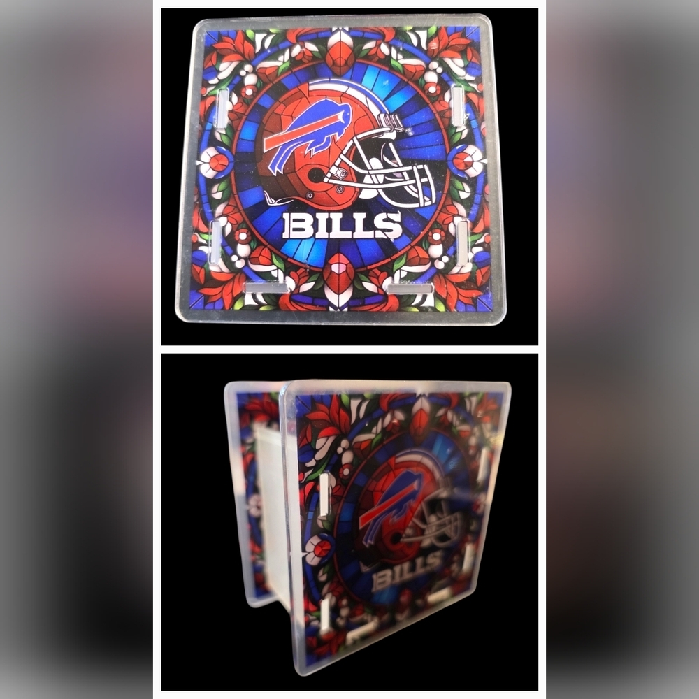 Buffalo Bills Stained Glass Style Display | 3.5 x 3.5 | NFL Decor